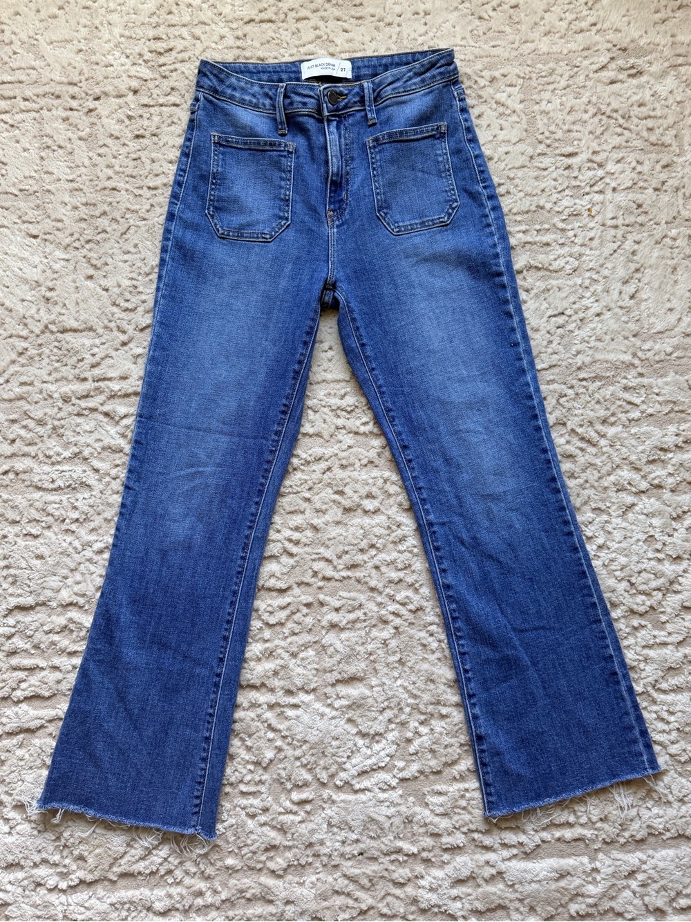 Just Black Women's Mid-Rise Ankle Flare Jeans in Blue Denim